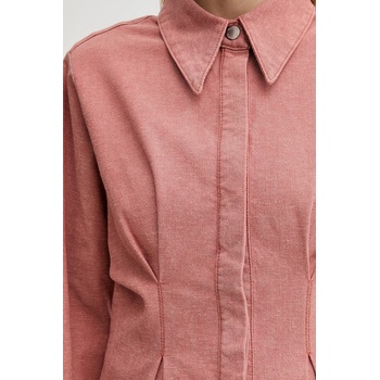 Gestuz Риза Gestuz дамска в оранжево с кройка по тялото с класическа яка 10909937 (10909937)