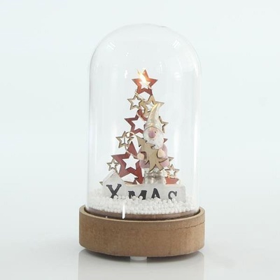 Eurolamp skleněná kopule se stromem a hvězdami 8 x 8 x 14 cm 1 ks