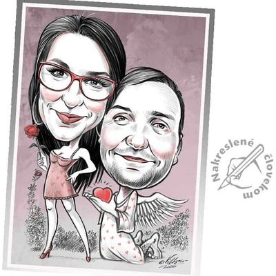 VIKTORIO Karikaturista na svadbu, oslavu, ples, firemný event 4 hodiny Rozmer: A4 (21x29,7 cm)