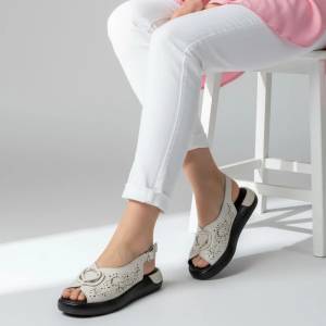  Обувки естествена кожа W595025 Beige