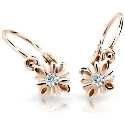 Cutie Diamonds detské kvietkové náušnice z ružového zlata s diamantmi C2261-10-10-X-4-D