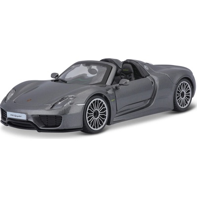 Bburago Autá HOBBY Plus Porsche 918 Spyder metalic šedá 1:24