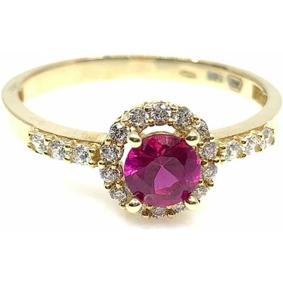 Diante Zlatý prsten s červeným kamenem 59642715.56
