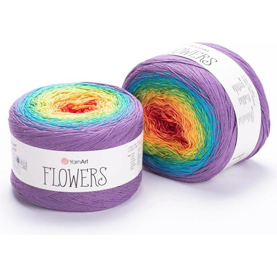 Yarn Art příze Flowers 277 červená, oranžová, zelená, tyrkys, fialová