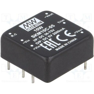 MEAN WELL SKM10C-05 Měnič: DC/DC; 10W; Uvst: 36÷75VDC; Uvýst: 5VDC; Ivýst: 2000mA; DIP