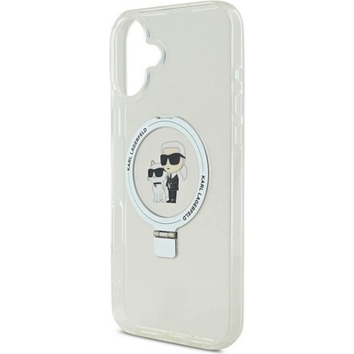 CG Mobile iPhone 16 KARL LAGERFELD RINGSTAND KARL AND CHOUPETTE MAGSAFE силиконов протектор за телефон, удароустойчив, абсорбиращ, поддържащ, БЯЛ KLHMP16SHMRRSKCH (KLHMP16SHMRSKCH)