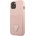 GUESS Saffiano Double Card PU Leather Hard Case - дизайнерски кожен кейс с джоб за карти за iPhone 13 (розов)