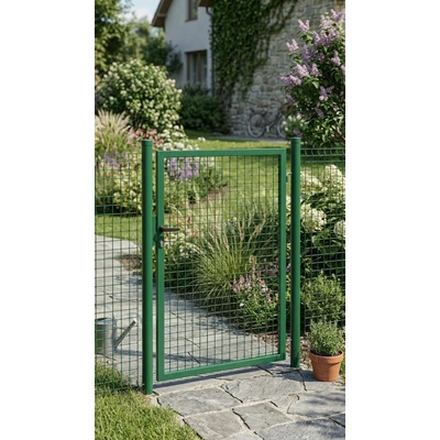 Brána Strend Pro METALTEC ECO, 1000/1600/50x50 mm, hranatý rám, zelená, jednokrídlová, záhradná, ZN+PVC, RAL6005