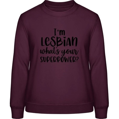 AWDis Sweat mikina Som lesbička aká je tvoja superschopnosť? purpurovočervená