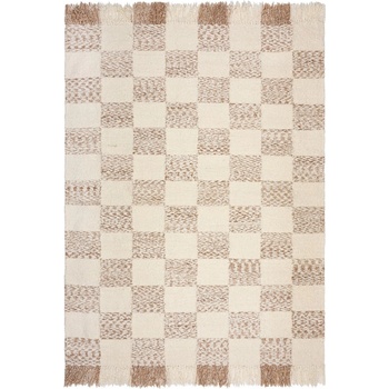 Flair Rugs Ръчно изработен килим със смес от вълна в кремав и естествен цвят 160x230 cm Eric Checkboard - Flair Rugs (503119377752)