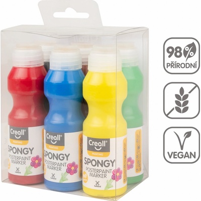 Creall Spongy sada temperových barev s houbičkou 6 ks 250 ml – Zboží Dáma