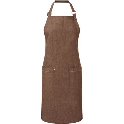 Premier Workwear Pracovná zástera za krk z biobavlny - 2 vrecká PR113 Brown Denim 80 x 72 cm