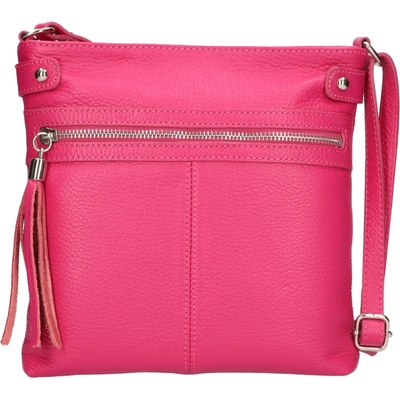 Dámská kožená crossbody kabelka Italia Laura sytě růžová