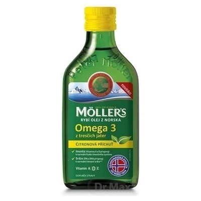 MOLLER´S Omega 3 RYBÍ OLEJ Citrónová príchuť z pečene tresiek 250 ml