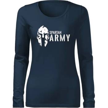 DRAGOWA Slim дамска тениска с дълъг ръкав, Spartan Army, тъмносиня 160g/m2 (6010)