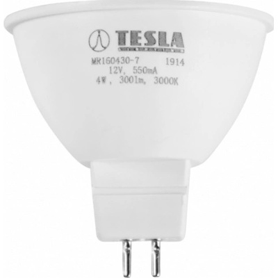 Tesla LED žárovka GU5,3 MR16, 4W, 3000K teplá bílá