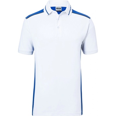 James & Nicholson polokošile Color JN 858 krátký rukáv pánská bílá/modrá
