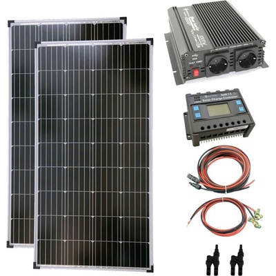 Solartronic Пълен комплект 2x130W соларен модул, Инвертор 1000W, 20А контролер за соларна система (SET260M-W)