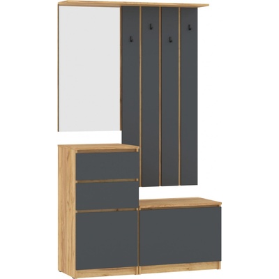 Slevadoma Předsíňová stěna NEW SYSTEM antracit + dub tacho