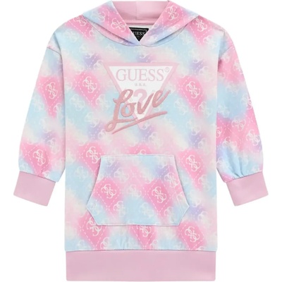 Guess Спортна рокля с качулка и джобове за мини момиче в свежи цветове Guess