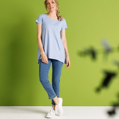 Blancheporte 7/8 bielené džegíny eco-friendly zapratá modrá