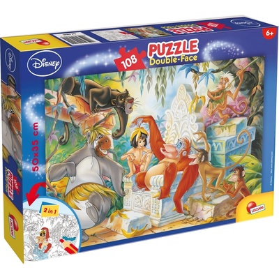 Lisciani Двулицев пъзел Lisciani - Книга за джунглата, 108 части (LI48045)