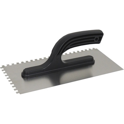 TOPTRADE hladítko nerezové, s plastovou rukoväťou, zub 6 mm, 270 x 130 mm, hobby