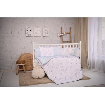 Lorelli Спален комплект от 5 части Lorelli - С обиколници, Луни и звезди, Син (20800085701)