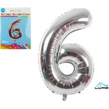 Luma Balónek foliový č.6 stříbrný 43cm