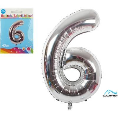 Luma Balónek foliový č.6 stříbrný 43cm