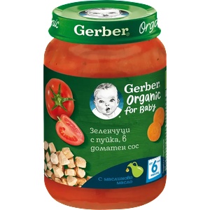 Gerber Organic Зеленчуци с Пуйка в доматен сос, 6+м, 190г