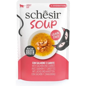 Schesir Pink Wild Salmon & Carrots in Soup 40 g супа за котки със сьомга и моркови