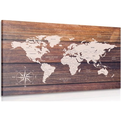 Obraz decentní mapa s dřevěným pozadím - 60x40