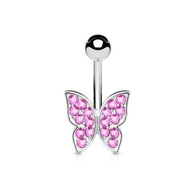Šperky4U piercing do pupíku motýlek WP01180-P