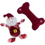 TRIXIE Bone and Santa Claus - Коледни играчки за кучета във форма на кокал и Дядо Коледа, 30 см