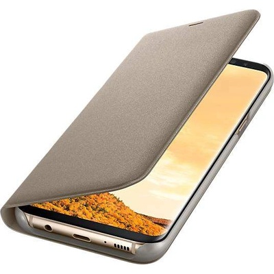 Samsung LED View Cover EF-NG955PFEGWW - оригинален кожен калъф през който виждате информация от дисплея за Samsung Galaxy S8 Plus (златист)