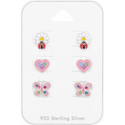 Glory set strieborných náušníc Hmyz a Srdce A4S47126
