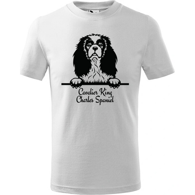 T-ričko Cavalier King Charles Spaniel detské tričko s vlastným textom červená biela
