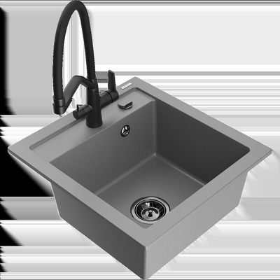 Vito гранитна мивка с 1 отделение и кухненски смесител Duo, сива - 6503-71-671701-70-B (6503-71-671701-70-B)