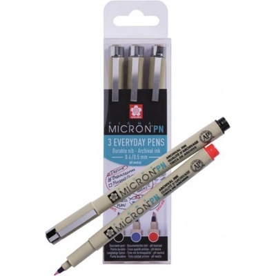 Sada barevných fixů Pigma Micron PN 3ks Sakura - černá, modrá, červená