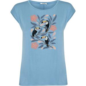 GreenBomb Дамска тениска GreenBomb Women's Tucan Flower Timid T-shirt - Glacier Blue (916-7008-0112)