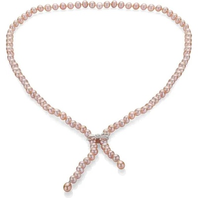 Swan Колие със сладководни розови перли 7-8мм и сребърна панделка R7L80NP Swan