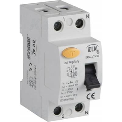 Proudový chránič 2P 25A 30mA 10kA AC IDEAL KRD10-2/25/30 - 38724