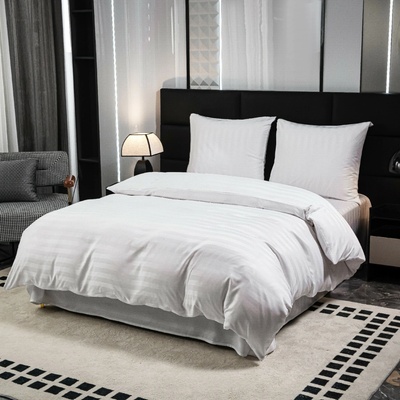 Textilomanie Hotelové obliečky z mikrovlákna Jasmie biele prúžok 2 cm 2x70x90 200x220