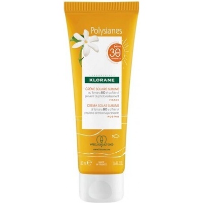 Klorane Слънцезащитен крем за лице, Face Sunscreen, Klorane Polysianes, with Organic Tamanu & Monoi SPF30 50 ml
