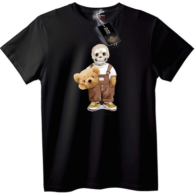 NOONEBRAND Тениска Череп и Мече - 2XL, White
