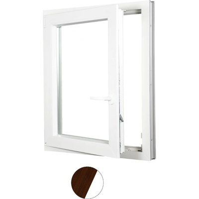 Aluplast plastové jednokřídlo 500 x 700 mm Tmavý dub/bílá, Levé, Trojsklo Ug= 0,7
