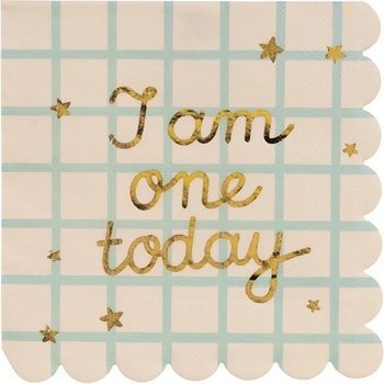 PartyDeco Салфетки „I am one today с Мече, бежови