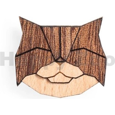 BeWooden dřevěná brož Persian Cat Brooch