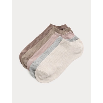 Marks & Spencer Опаковка 5 супермеки ребрирани къси чорапи Trainer Liners Marks & Spencer бежова Marks & Spencer | Bezhov | ЖЕНИ | 3-5